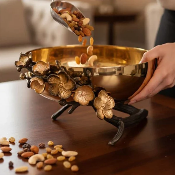 Fruit container Medium Golden brass Anemone  15408