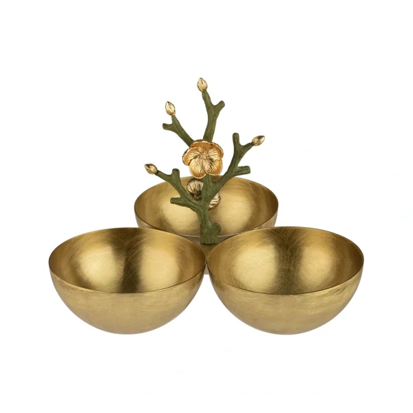 Appetizer container Large Green  Golden brass Anemone  15811