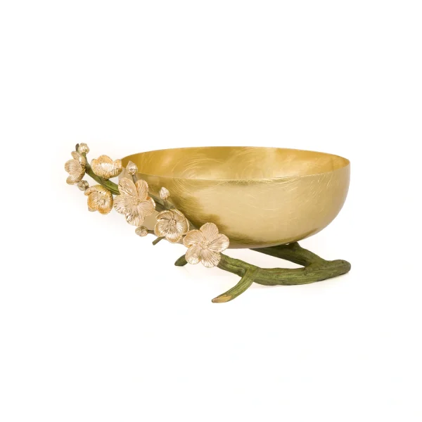 Nut container Green Golden brass Anemone  15473