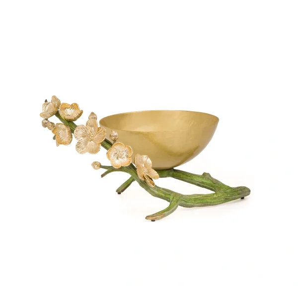 Nut container Green Golden brass Anemone  15474