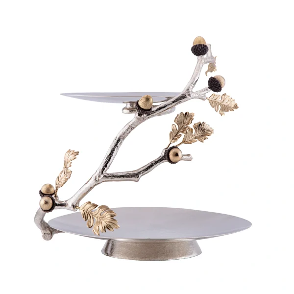 Sweet 2 tier container Silver brass Vaniya  15757