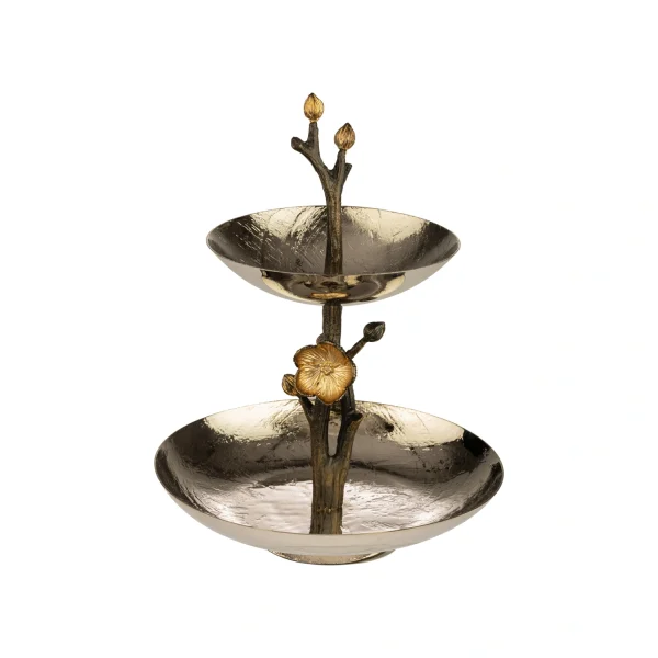 Sweet 2 tier container Small  Silver brass Anemone  15799